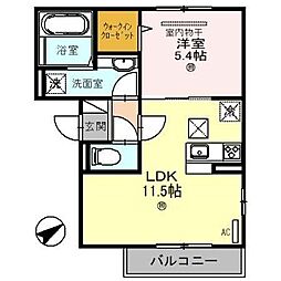明石オーシャンビューハイツ 1LDKの間取図画像