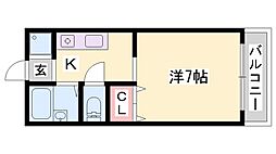 パセオ柿山伏 1Kの間取図画像