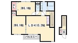 パストラル・ドミール 2LDKの間取図画像