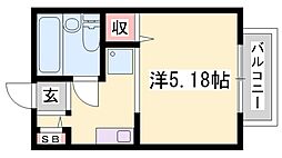 インタービレッジ八代 1Kの間取図画像