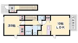 コスモハイツ2 1LDKの間取図画像