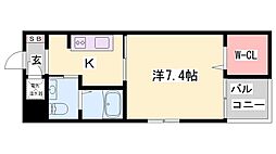 エクセル神屋町 1Kの間取図画像