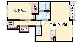 クール・ヴィヴァーチェB 1LDKの間取図画像