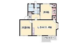 英賀保ハイツ3 2LDKの間取図画像