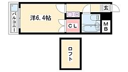 ヨーロピアン野口 1Kの間取図画像