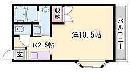 ハイネス花北 1Kの間取図画像