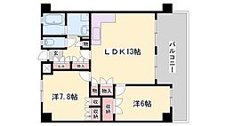 キャッスルコート御立 2LDKの間取図画像
