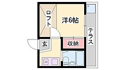 ミストラル神屋町West 1Kの間取図画像
