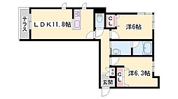 インフローラ大島 2LDKの間取図画像