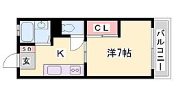 レジデンス香呂 1Kの間取図画像