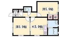 加古川ハイツ峰 2Kの間取図画像