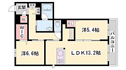 オカバ姫路網干シャーメゾン 2LDKの間取図画像