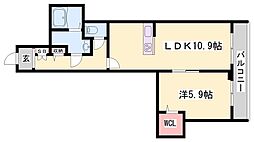 カーサグラスA 1LDKの間取図画像