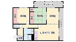京口ハイツ 3LDKの間取図画像