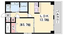 グランツ野里 1LDKの間取図画像