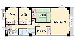 シャトーエレガンス 3LDKの間取図画像