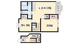 ウエスト・ウッド 2LDKの間取図画像