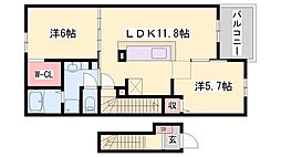 タップアルファB 2LDKの間取図画像