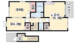 エストアロッジオ 2LDKの間取図画像