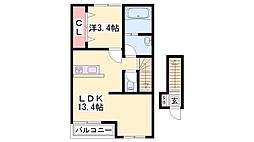 アパート 1LDKの間取図画像