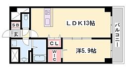 エスペーロ新在家 1LDKの間取図画像