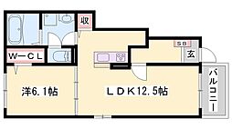 シーズンテラス勝原 1LDKの間取図画像