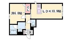エスポワール木梨 1LDKの間取図画像