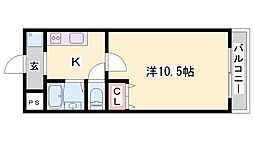 第2ライフマンション 1Kの間取図画像