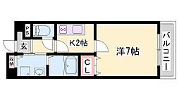 ネオクオーツ神屋壱番館 1Kの間取図画像