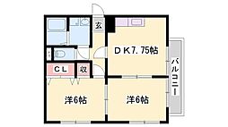 ベアティー福崎 2LDKの間取図画像