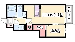 クレセント 1DKの間取図画像