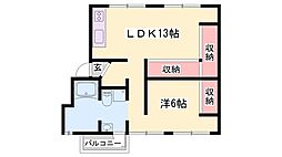 シーサ野里2 1LDKの間取図画像