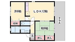 メゾン・フィディリオB棟 2LDKの間取図画像