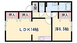プルメリア 1LDKの間取図画像