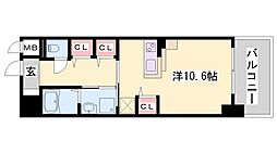カーサイーグレット 1Kの間取図画像