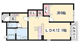サンハイツ3 1LDKの間取図画像