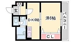 ファーストイン夢前川駅前 1DKの間取図画像