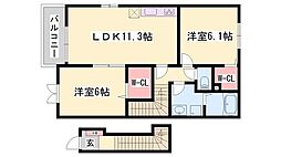 ノースカレント5 2LDKの間取図画像