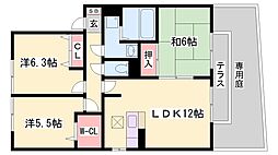 メリー・ファンテンA棟 3LDKの間取図画像