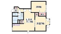 グリーンハウス1 2LDKの間取図画像