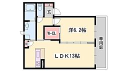 シャーメゾンかみやC棟 1LDKの間取図画像