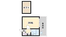 プレナードみき 1Kの間取図画像