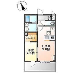 メゾン ド アミュレット 1LDKの間取図画像