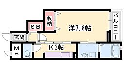 グランアウローラ8 1Kの間取図画像