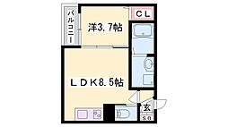 姫路市南条アパート 1LDKの間取図画像