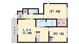 シャーメゾンRosyA棟 2LDKの間取図画像