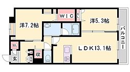シャーメゾンオカバ姫路岡町B 2LDKの間取図画像