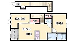 ハピネス 1LDKの間取図画像