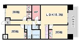 キャッスルコート飾磨 3LDKの間取図画像