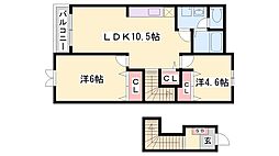 ミーツハオスUOE 2LDKの間取図画像